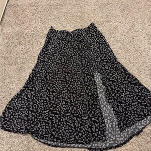 SHEIN Black and White Floral A-Line Skirt